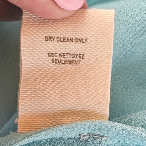 FREE PEOPLE Silk Beads Rhinestones Ruffles Blue & Orange Watercolor Halter Dress - Picture 16 of 16